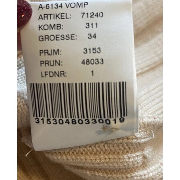 Geiger Collection Pure Wool Ribbed Ivory Cardigan Minimalist Neutral Size 34 Tan - Picture 10 of 11